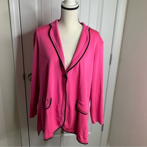 Misook Jackets & Blazers - Misook pink knit‎ sweater jacket size 2X